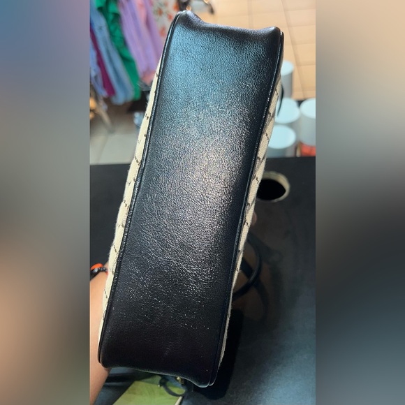 Gucci GG Monogram Canvas Marmont Chain Crossbody Bag Beige Black - Picture 8 of 15